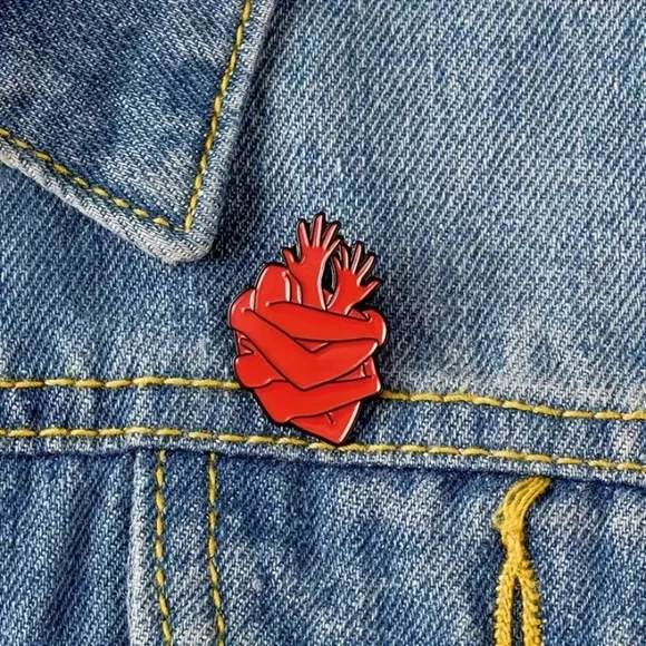 (3/$15) Heart Hug Enamel Pin - Picture 2 of 3
